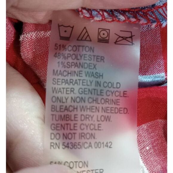 Allison Daley Shirt Ladies 20W‎ Red Blue Button Front Long Sleeve Light Weight - Picture 6 of 8